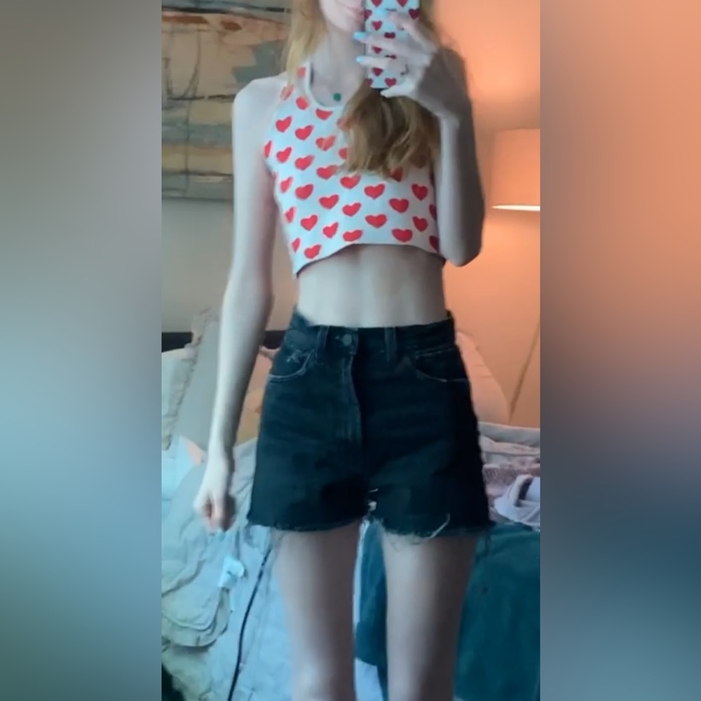 XS PRINCESS POLLY RED HEARTS HALTER TOP